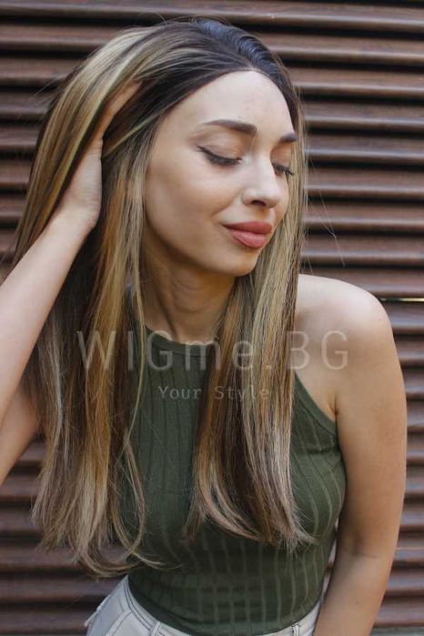 Дълга права тъмноруса лейс фронт перука Сузана