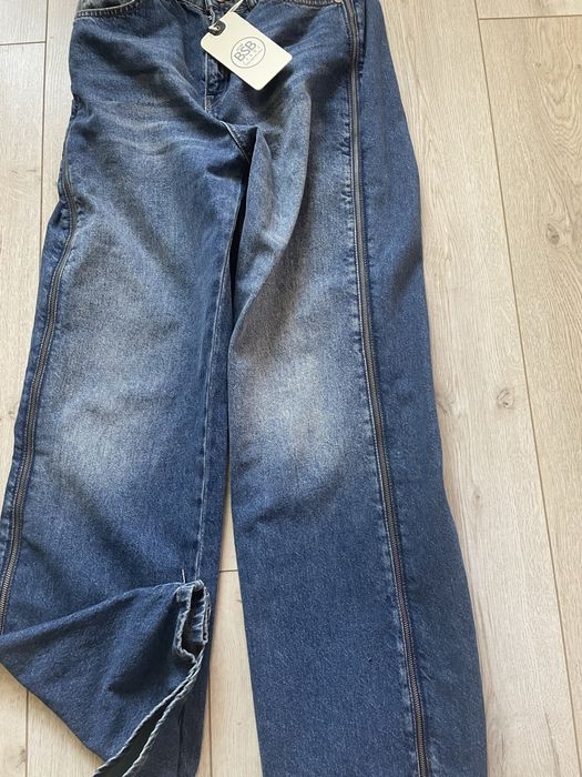 Дамски широки дънки с ципове BSB