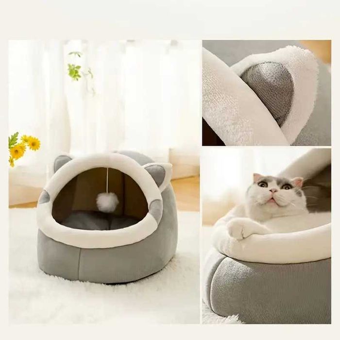 Мека къщичка-хралупа-легло за котки, кученца и други домашни любимци