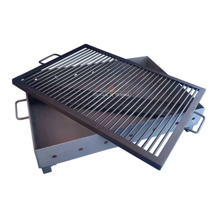 Grătar carbuni/lemn 80x50 cm – tablă 3, cu picioare demontabile