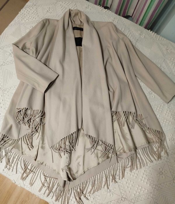 Палто/манто ZARA – бледо млечно бежово, L