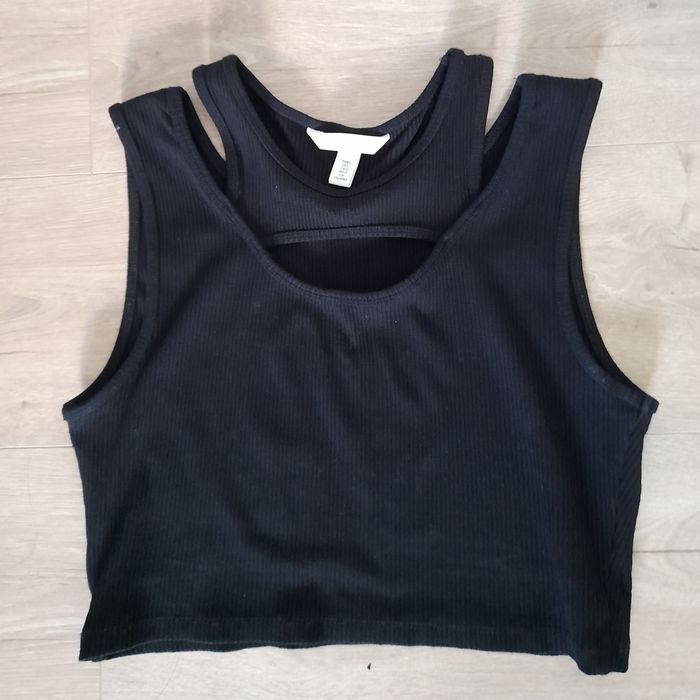 Топ черный с вырезами H&M