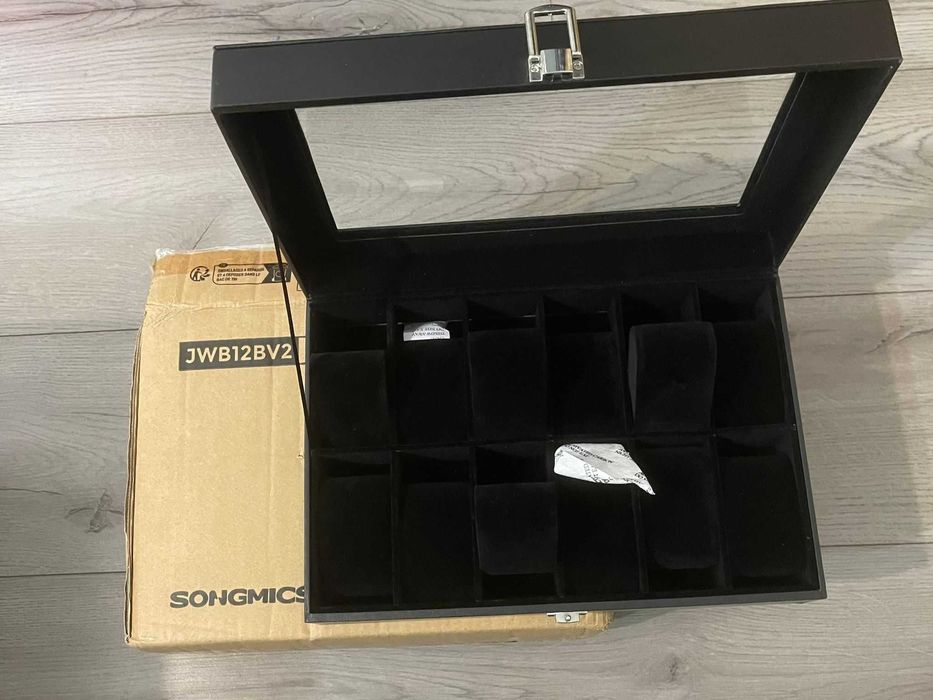 Cutie bijuterii femei/Cutie ceasuri barbati, capac de sticla