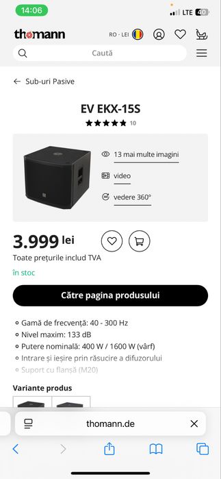 Basi electrovoice ekx 15s