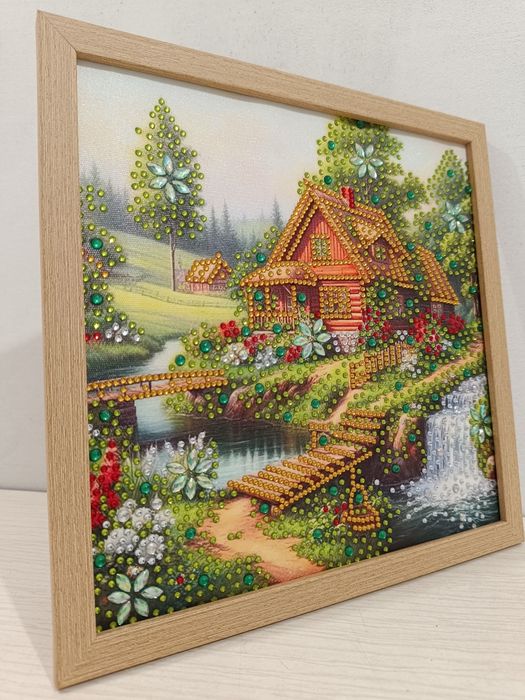 Диамантен гоблен 25 х 25 см готов изработен в дървена рамка