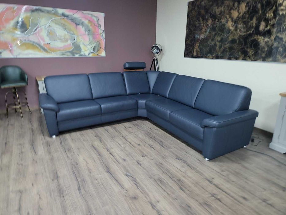 Син кожен ъглов диван Vercelli Belvita