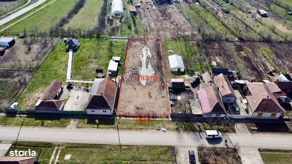 Teren de vânzare 1193mp 20ml Tisa Nouă (la intrare)