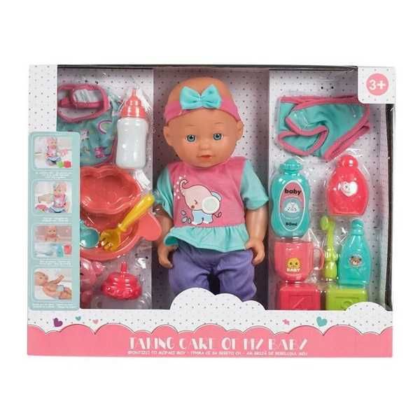 Бебе кукла с аксесоари за хранене и къпане, 32см