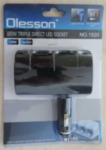 Разклонител с 3 гнезда,лед светлина,12V-24V за запалка на кола,камион