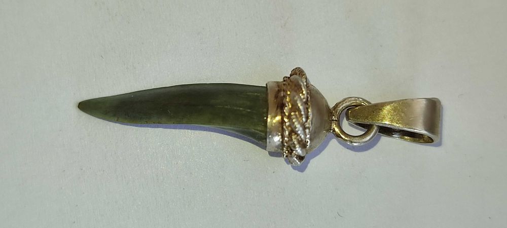 Амулет - ЗУБ древней акулы с серебряным наконечником