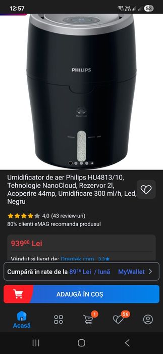 Umidificator de aer Philips HU4813/10