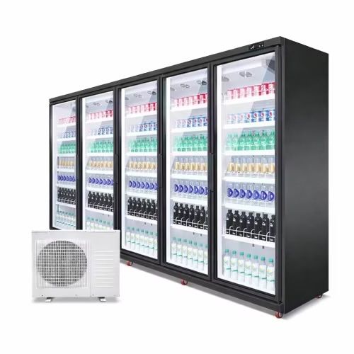 Vitrina frigorifica verticala 5 usi 3000L, agregat extern, inox negru