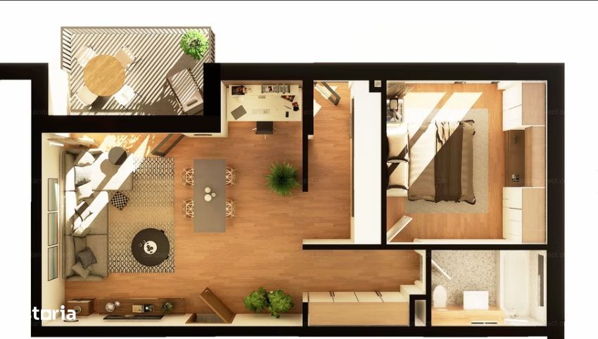 Apartament 2 CAM, SU 58.11 MP, 1 BALCON in zona INTRE LACURI