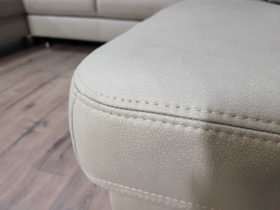 ПРОМОЦИЯ!!!Бежов П-образен ъглов диван от плат Sambia с функция сън