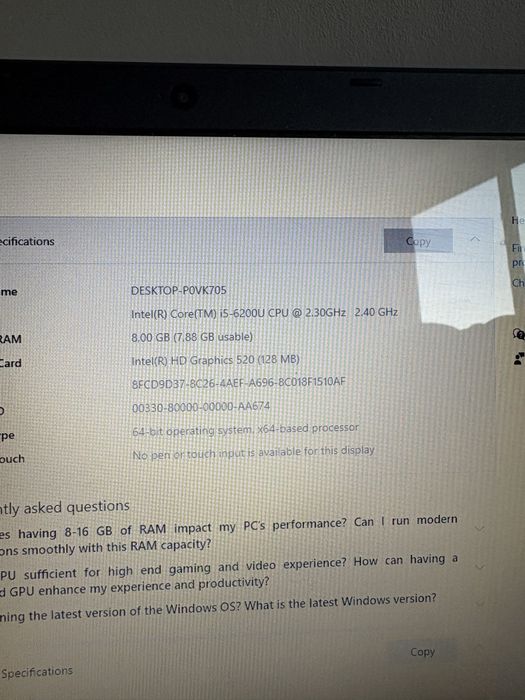laptop acer intel I5