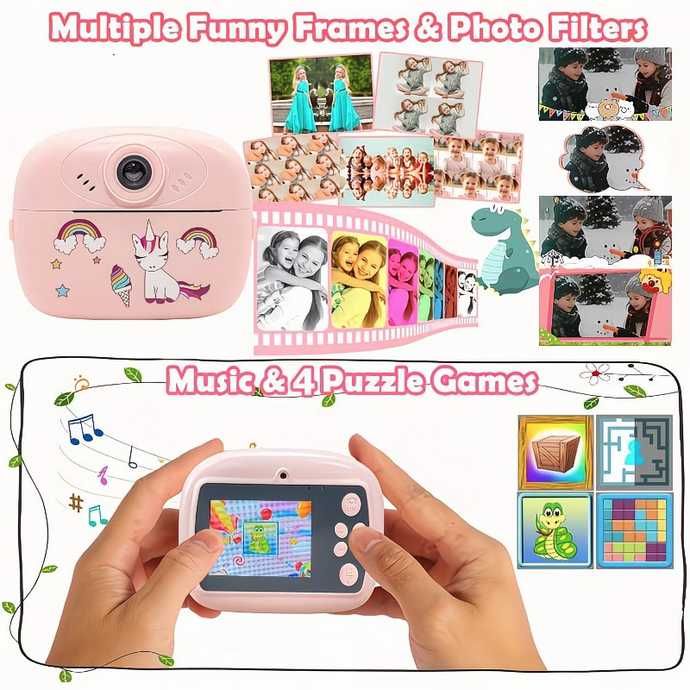 Aparat Foto Copii cu printare instanta. blue/pink Nou ambalat!