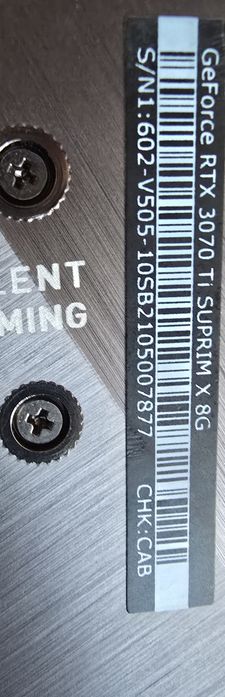 Placa Video MSI GeForce RTX 3070 Ti SUPRIM X 8GB 256 Bit