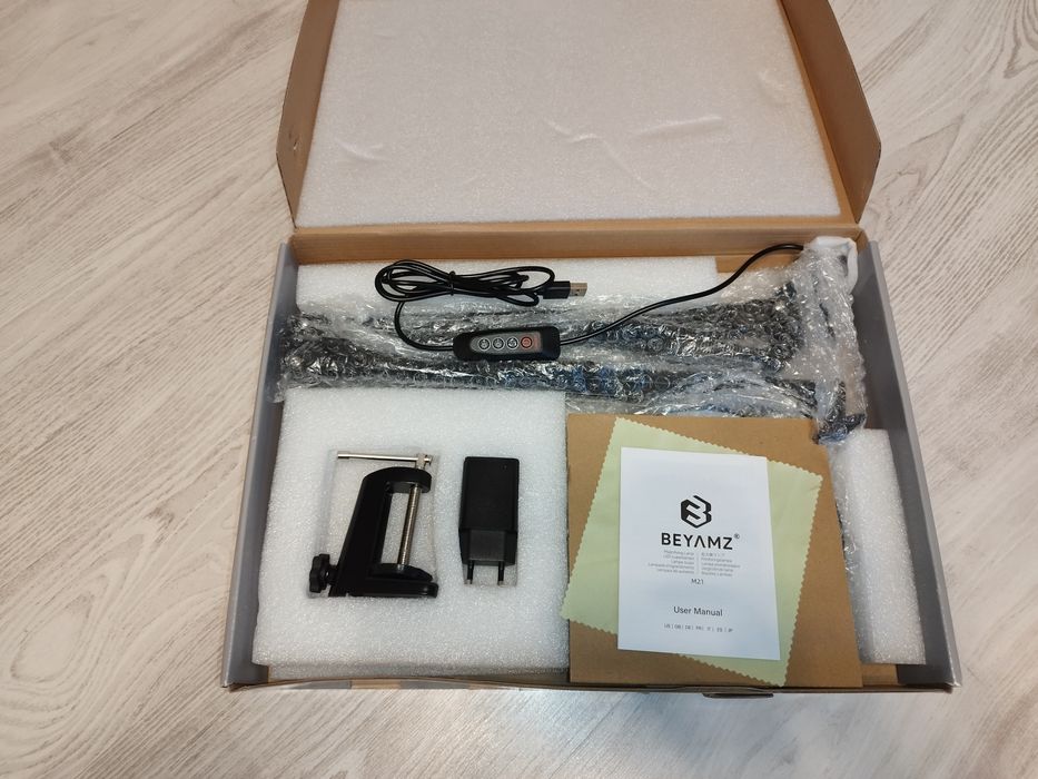 Lampă De Lucru Cu Lupă Beyamz M21, LED, 5D, 750lm, Braț 90cm, Clemă, Neagră