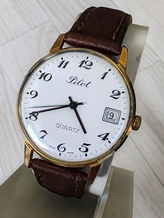 Ceas Pilot Elvețian Quartz 6 rubine 34 mm