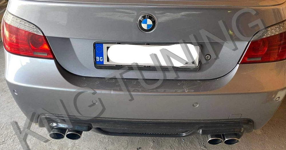 Дифузьор за бмв е60 е61 с решетка / добавка за задна броня м тех / bmw e60 e61 diffuser