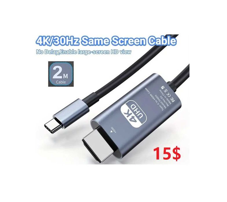 USB 3.1 Тип C к HDMI/DP 4К HDTV цифровой кабель-адаптер конвертер