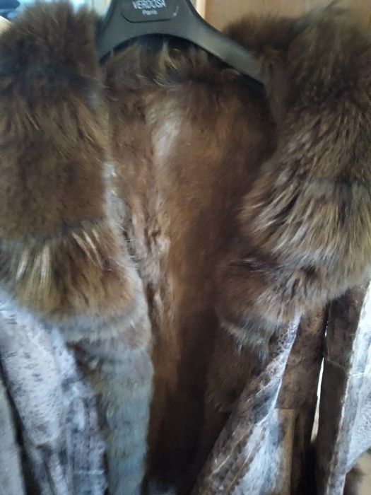 Нова цена-250 лв.!Палто естествена кожа с косъм