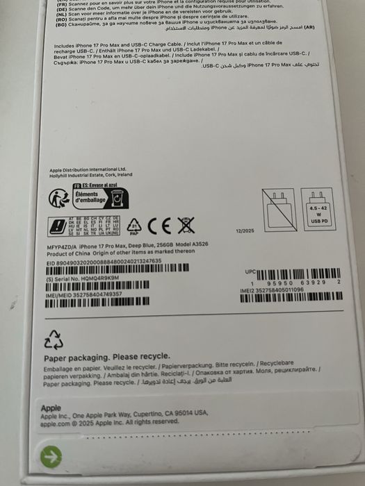 Iphone 17pro мах 256GB