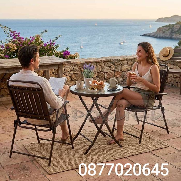 Сгъваем градински стол – метал и пластмаса – черен 55×55×90