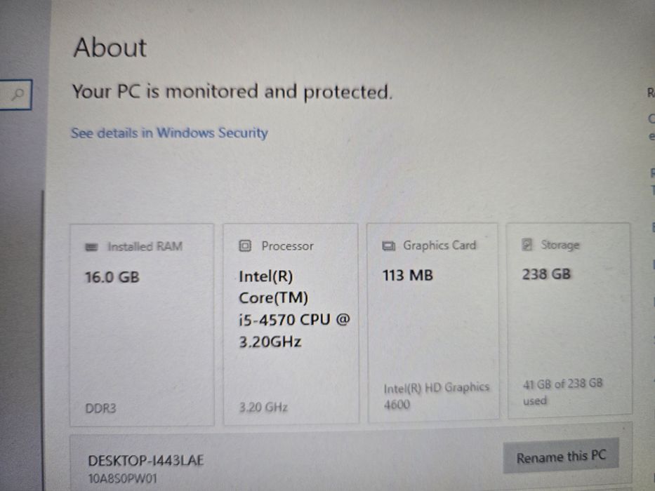 Desktop Lenovo Thinkcenter M93p i5 16g 240 ssd