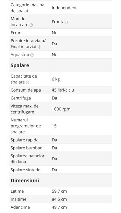 Mașină de spălat 6kg 1000rpm Vortex VMA61001V