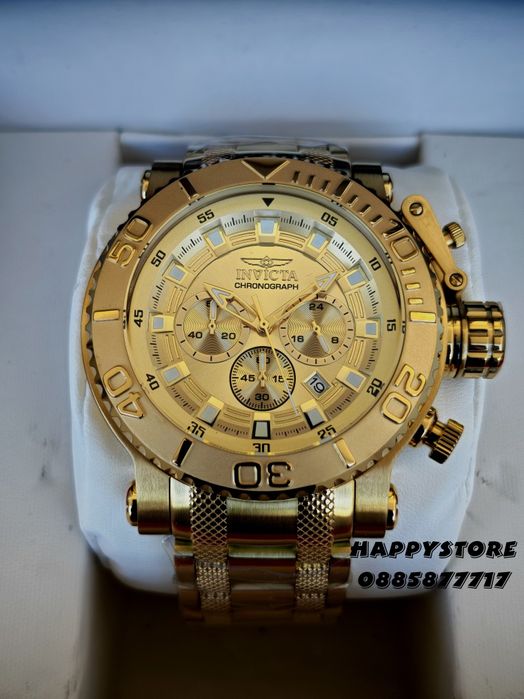 INVICTA Chrono Full metal Gold 52 mm, Инвикта нов ръчен часовник