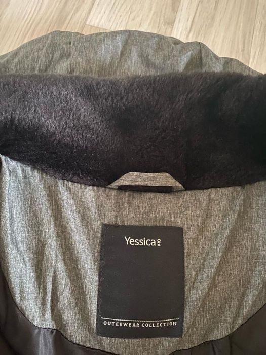 Geaca iarna lunga gri damă