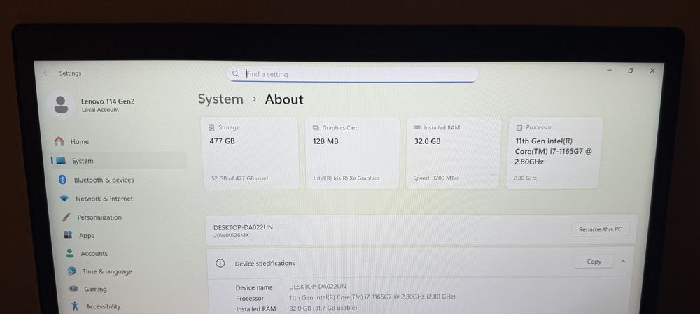Lenovo Thinkpad T14 Gen2 CA NOU ! i7 32GB SiM LTE 4G ! T14s Gen1