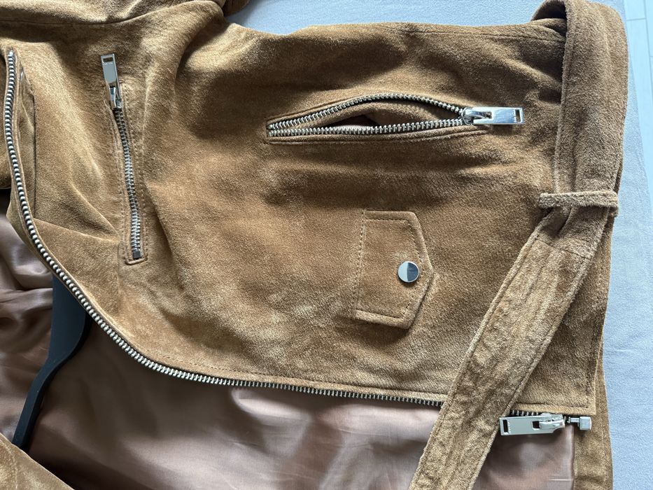 Geaca piele intoarsa crem maro Zara barbati barbateasca M