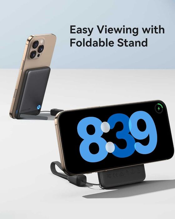 INIU магнитна външна батерия, ултра тънка Qi2 сертифицирана, 5000mAh