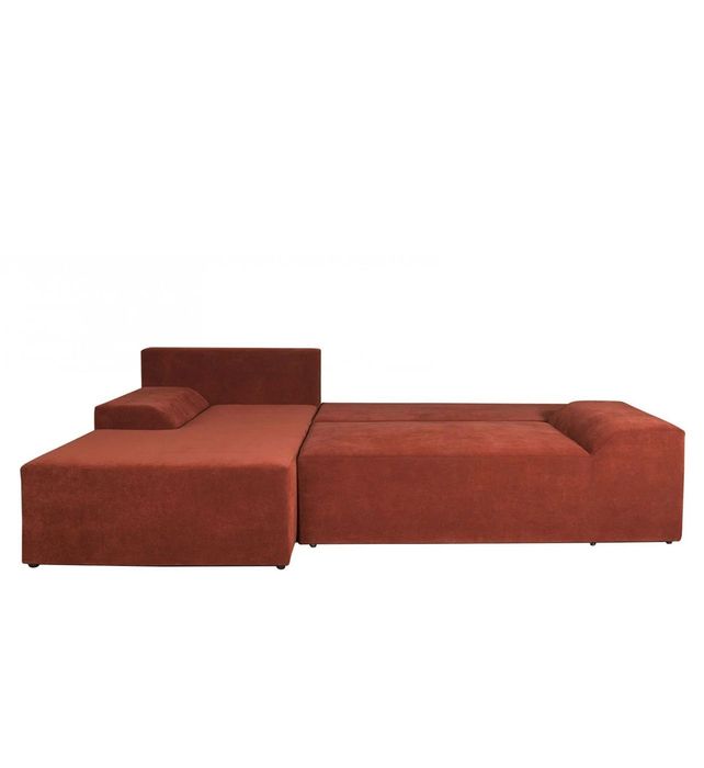 Coltar living extensibil pe dreapta Hugo, cu lada, caramiziu