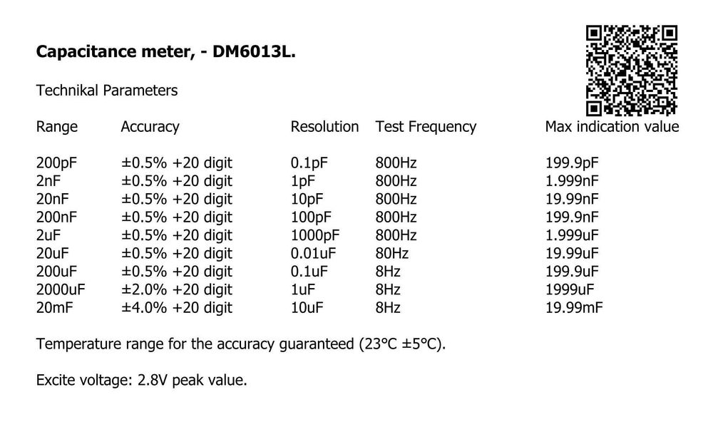 Мультиметр, тестер (Cx meter), - DM6013L (новый).