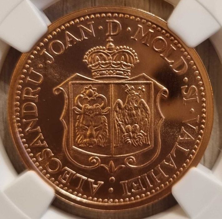 Moneda 10 centime Al. i. Cuza, replica BNR gradata NGC PF 68