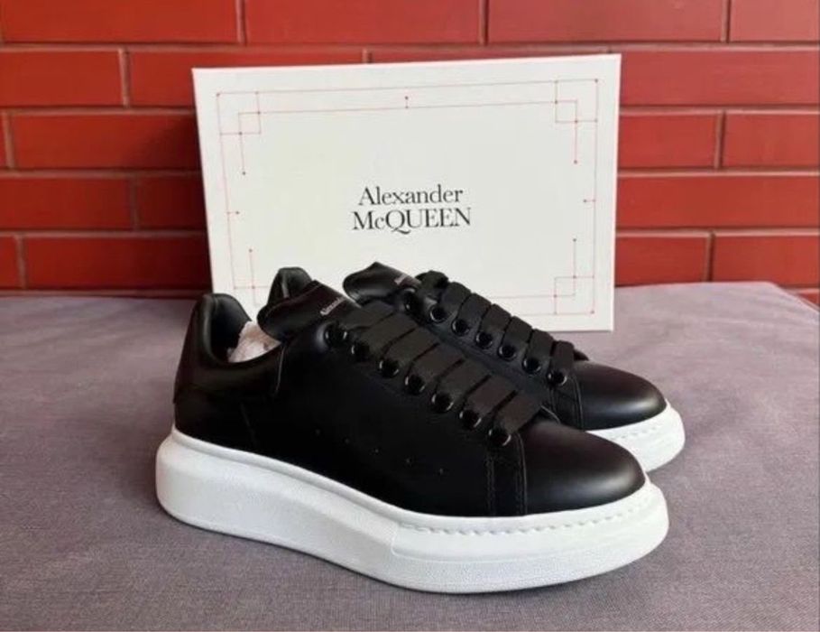 Adidasi Alexander Mcqueen full black negri albi piele custom