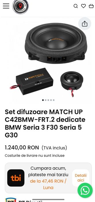 Set difuzoare MATCH UP C42BMW-FRT.2 dedicate BMW Seria 3 F30 Seria 5 G