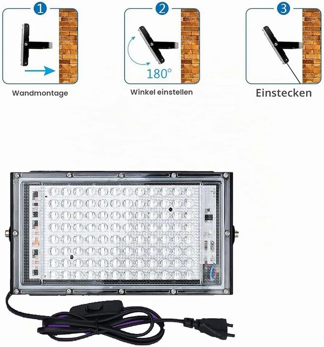 Eleganted 100 W LED UV Black Light Spotlight, 385-395 nm Black Light Lamp
