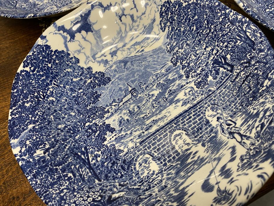 Комплект от 6 дълбоки чинии Crown Ducal „Bridge Scenes“ – Англия