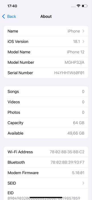 iPhone 12 White (Alb) Impecabil 64 GB