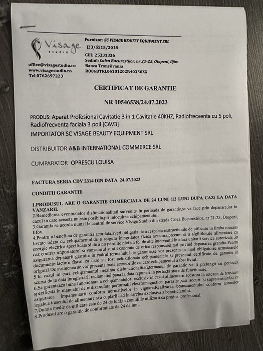 Aparat cavitatie/radiofrecventa