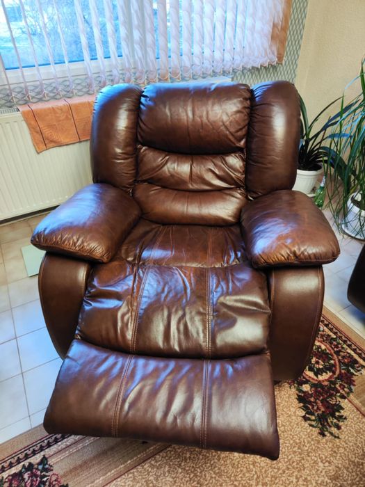 Кожен Диван Холна гарнитура/ релакс Фотьоили