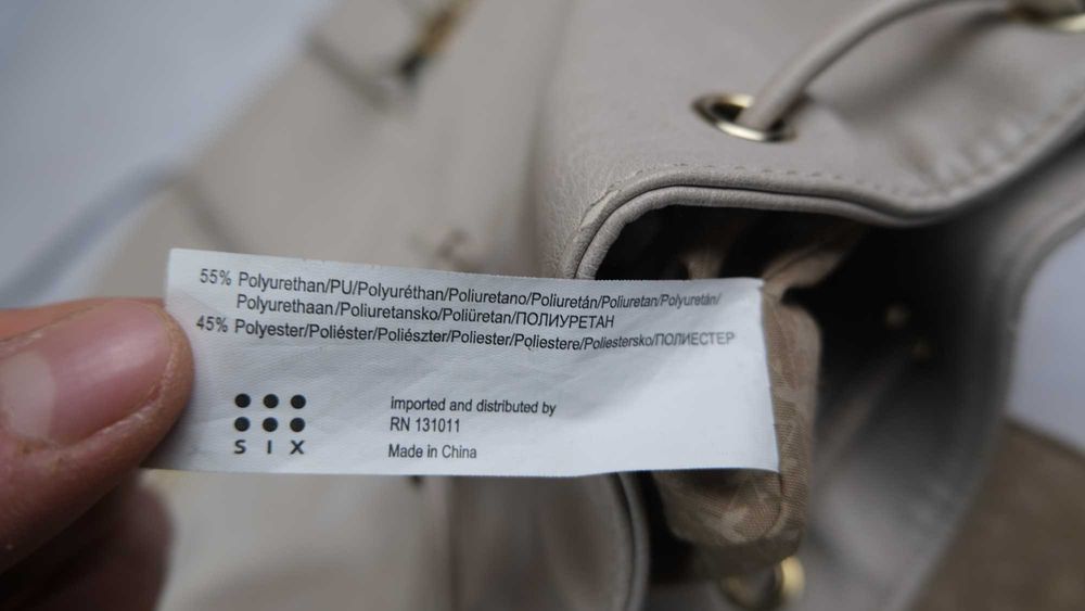 Ghiozdan / rucsac dama SIX crem din piele ecologica / imitatie piele