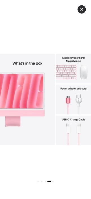Sistem Desktop PC iMac 24" (2024) cu procesor Apple M4, 8 nuclee CPU and 8 nuclee GPU, 24", Retina 4.5K, 16GB, 256GB SSD, Pink