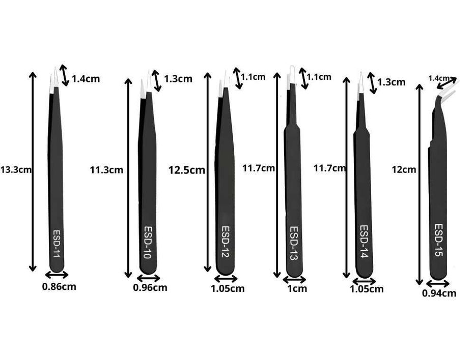 Set 6 Pense Antistatice de Precizie ESD, Otel Inoxidabil, Electronica/GSM