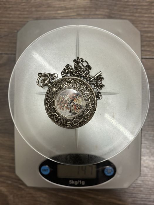 Ceas de buzunar Franklin Mint „Silver Hunter” (1982) – Argint Masiv 925, Mecanic, Perfect Funcțional