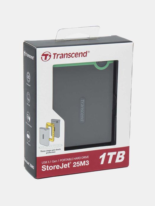 Внешний жёсткий диск Transcend 1TB HDD USB 3.1 Gen 1 c SSD